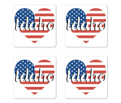 Heart Shaped USA Flag State Coaster Set Of Four