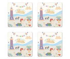 Traveling Egypt Landmarks Coaster Set Of Four