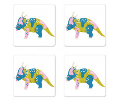 Prehistoric Animal Cartoon Coaster Set Of Four