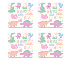 Baby T-Rex Nursery Theme Art Coaster Set Of Four