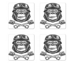 Vintage Style Serious Biker Coaster Set Of Four