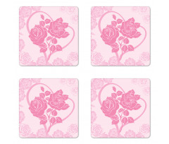 Roses in Heart Coaster Set Of Four