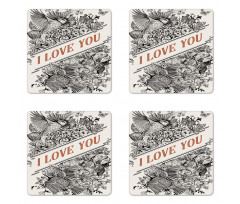 Engraved Flowers Coaster Set Of Four