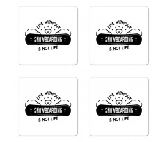 Snowboarding Calligraphy Coaster Set Of Four