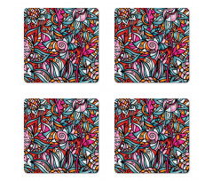 Abstract Sunflower Coaster Set Of Four