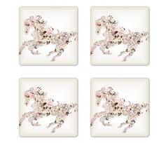 Floral Horse Paisley Coaster Set Of Four