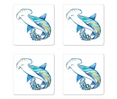 Hammer Head Shark Ocean Coaster Set Of Four