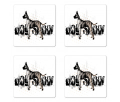 Sketch of Dog Coaster Set Of Four