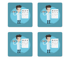 Doctor Holding Eyeglasses Coaster Set Of Four