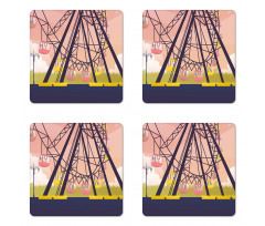 Cartoonish Fun Ride Coaster Set Of Four