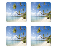 Tropical Beach and Palm Leaves Coaster Set Of Four