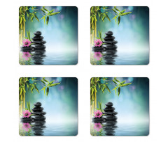 Hibiscus Bamboo on Water Coaster Set Of Four