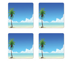 Exotic View Tree and Coconuts Coaster Set Of Four