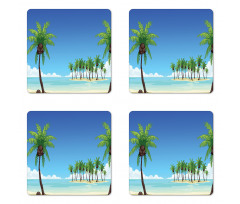 Coconut Trees in the Ocean Coaster Set Of Four