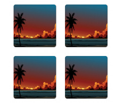 Dramatic Sunset Scene Pattern Coaster Set Of Four