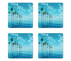 Long Coconut Trees Still Water Coaster Set Of Four