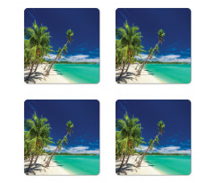 Exotic Beach and Coconut Trees Coaster Set Of Four