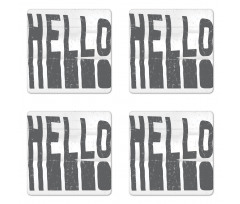 Hello Grunge Typography Art Coaster Set Of Four