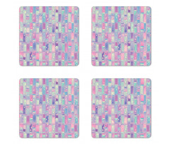 Pastel Tone Abstract Squares Coaster Set Of Four