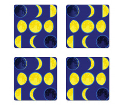 Lunar Phases Scheme at Night Coaster Set Of Four