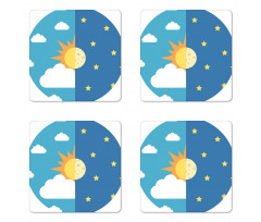 Day and Night Cartoon Coaster Set Of Four