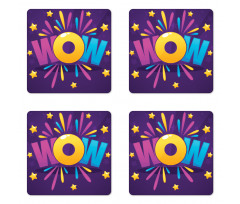 Fun Art Wow Lettering Stars Coaster Set Of Four