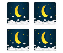 Half Moon Clouds and Stars Coaster Set Of Four