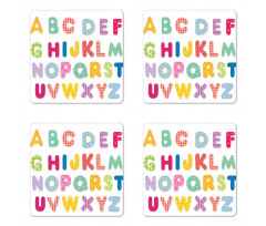 Colorful Printed Letters Coaster Set Of Four