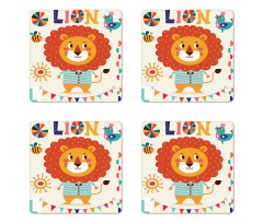 Cartoon Letters Lion for L Coaster Set Of Four