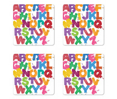 Gouache Brush Letters Coaster Set Of Four