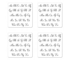 Monochrome Cursive ABC Coaster Set Of Four