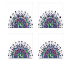 Exotic Wild Peacock Coaster Set Of Four