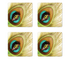 Peacock Feather Eye Coaster Set Of Four