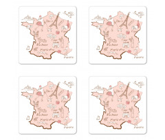 Typography Map Coaster Set Of Four