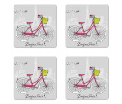 Bonjour Paris Bicycle Coaster Set Of Four