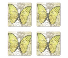 Writing and Butterfly Coaster Set Of Four