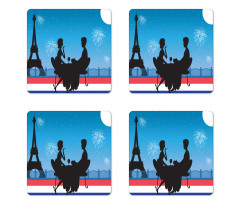 Couple Having Wine Coaster Set Of Four