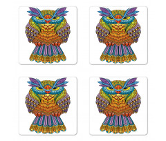 Zentangle Boho Art Bird Coaster Set Of Four