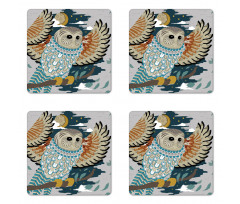 Bird Wings Moon Motifs Coaster Set Of Four