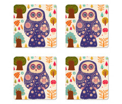 Birdie and Autumn Botany Coaster Set Of Four