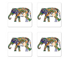 Elephant Asian Symbol Coaster Set Of Four