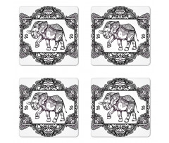 Bohemic Floral Elephant Coaster Set Of Four