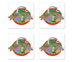 Tropical Plants Leaves Coaster Set Of Four