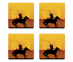 Cowboy on Horse Shade Coaster Set Of Four