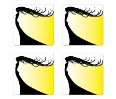 Hair Whip Woman Shade Coaster Set Of Four