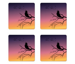 Gradient Sunrise Bird Coaster Set Of Four