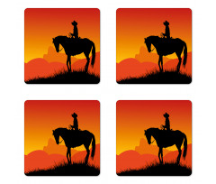 Lonely Cowboy Horseback Coaster Set Of Four