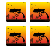 Savannah Animals Sunset Coaster Set Of Four