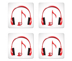 Love Sound Headphones Coaster Set Of Four