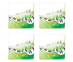 Piano Keys Green Curvy Coaster Set Of Four